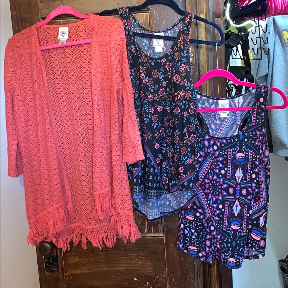 Cardigan bundle with two racer back tanks